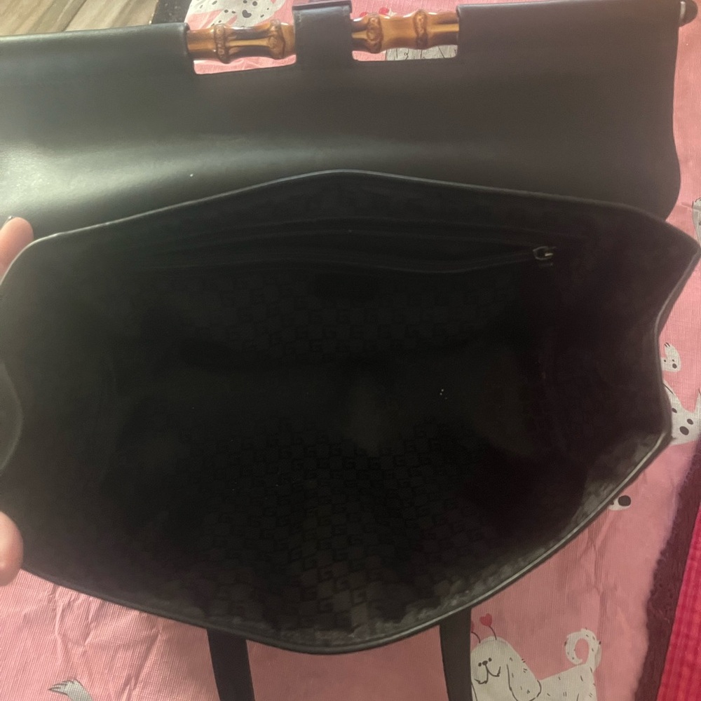 Gucci Black Leather Handbag with Bamboo Accent - Picture 16 of 16